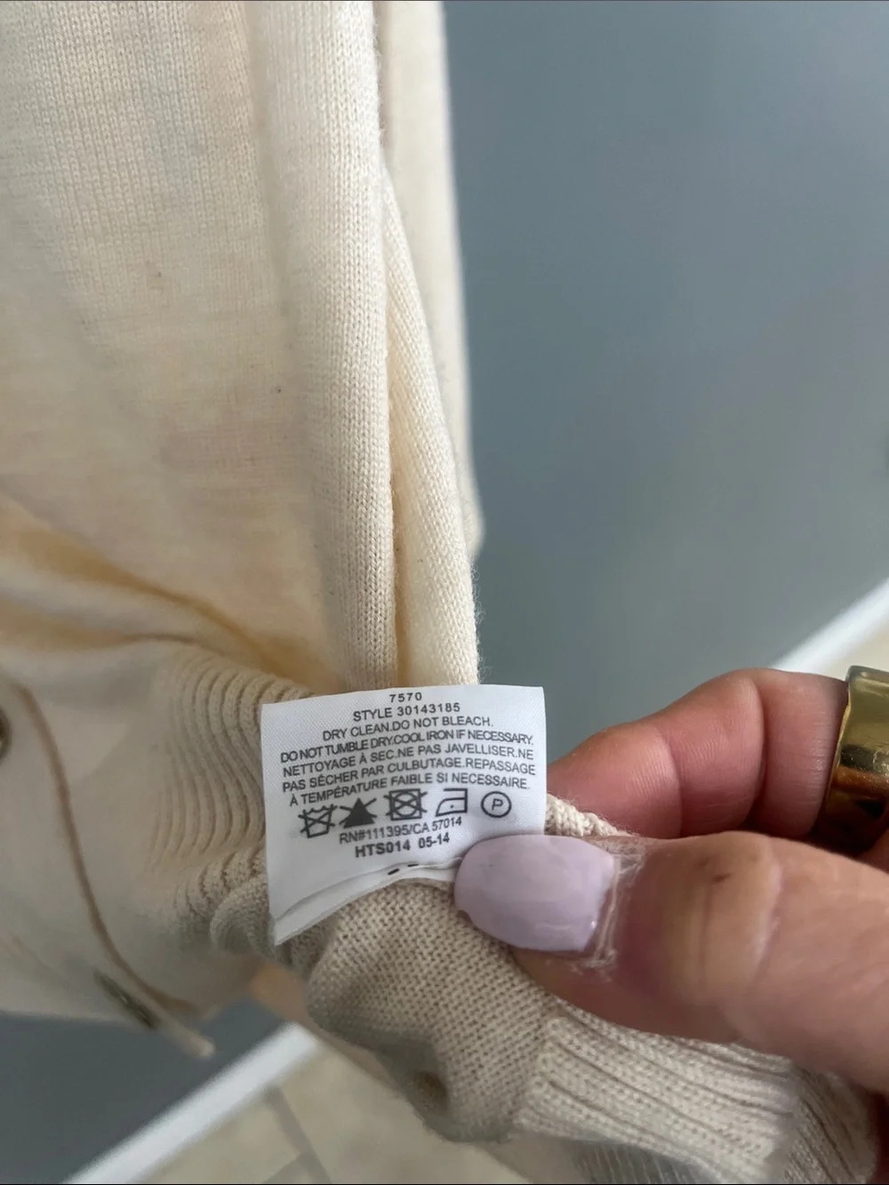Tory Burch Cream V-Neck Button Front Cardigan